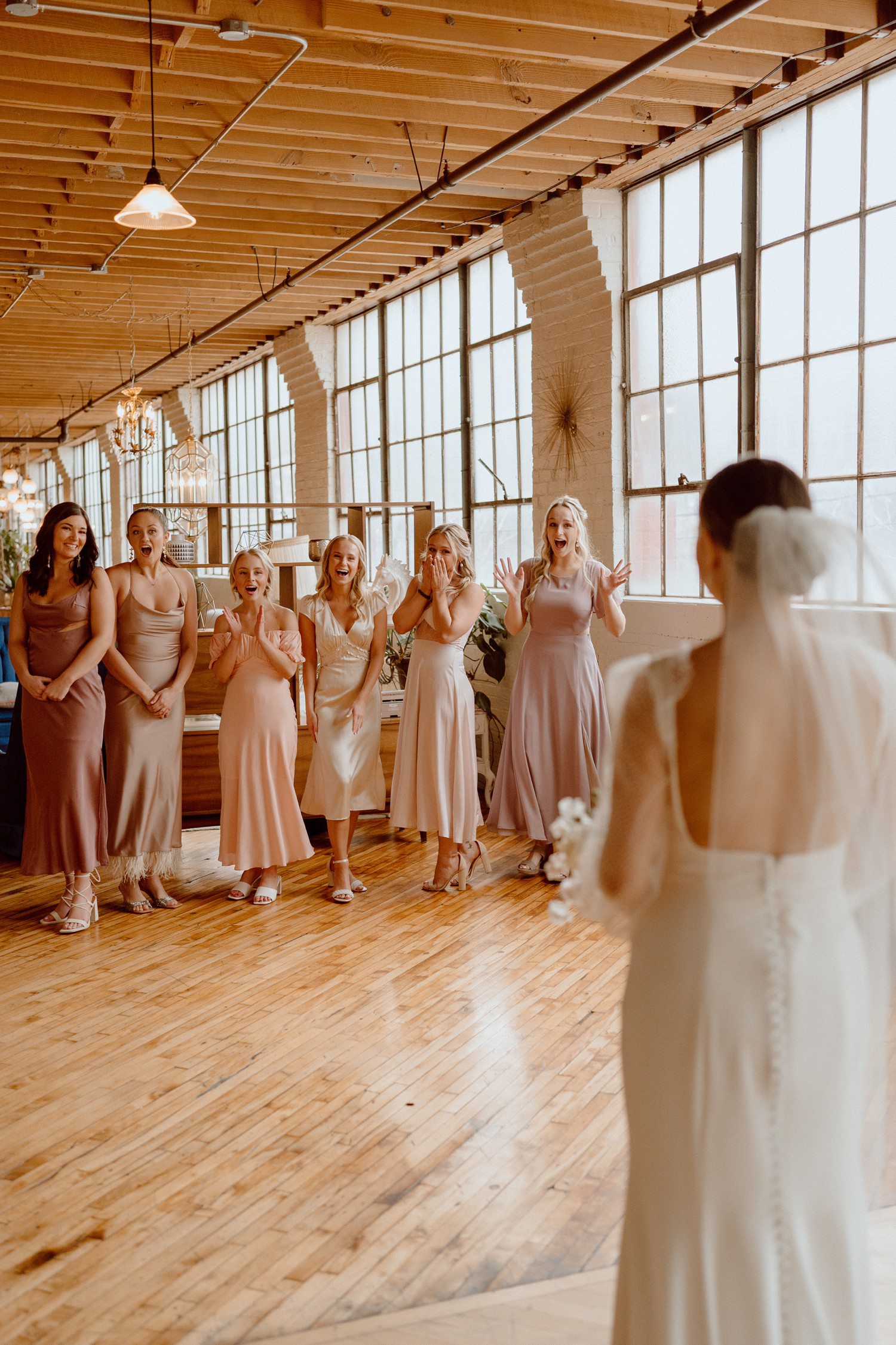 Bride First Look with Bridesmaids