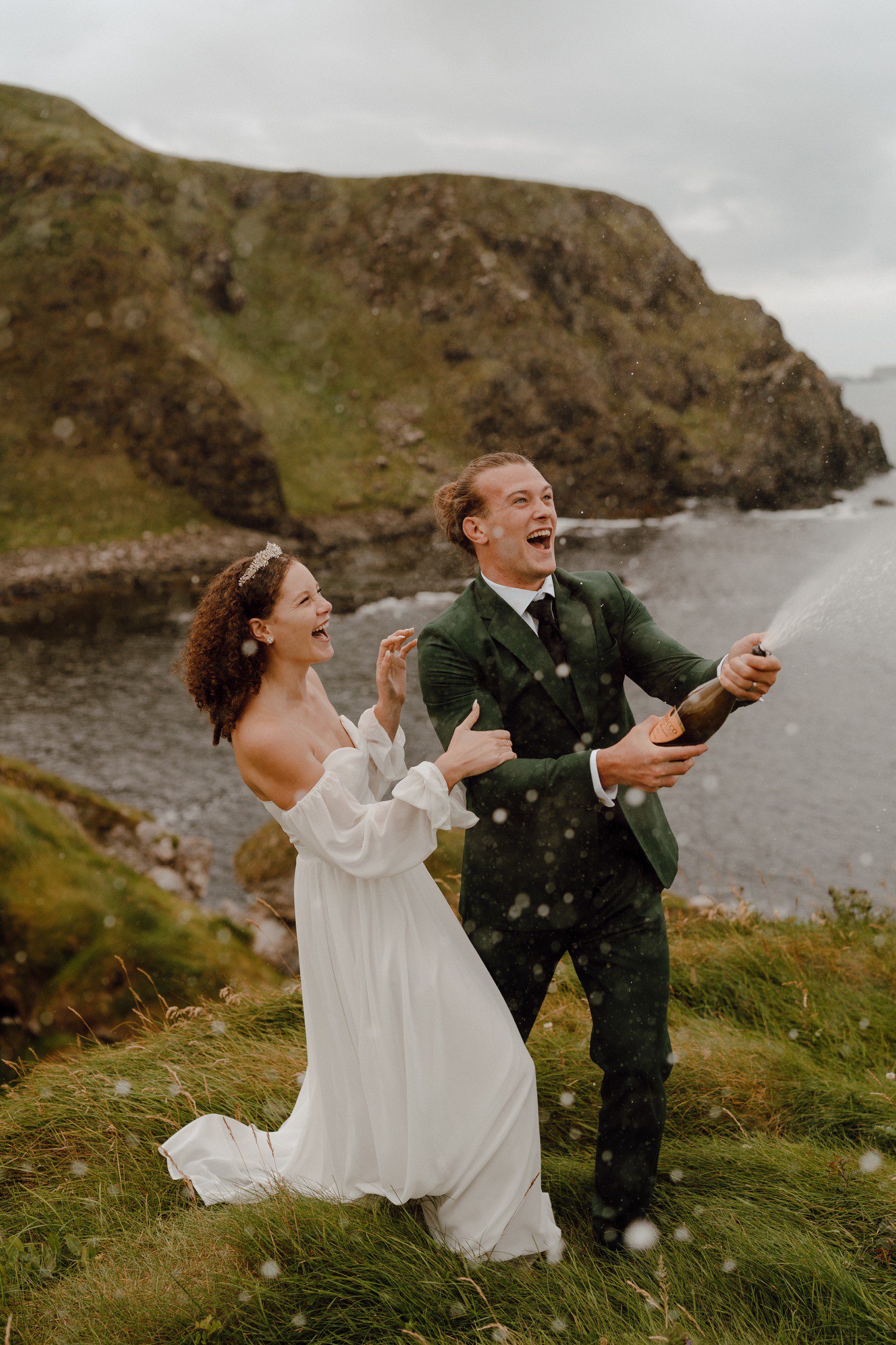 Northern Ireland Elopement Photos Popping Champagne