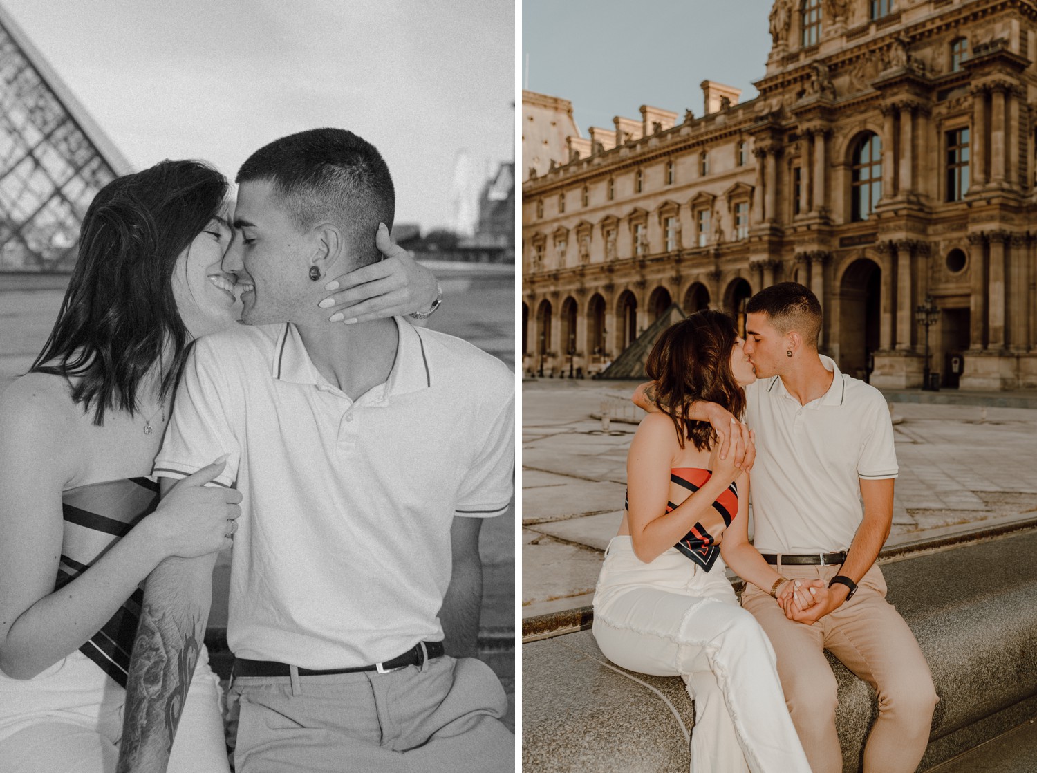 Couples Session in Paris France at the Louvre Museum