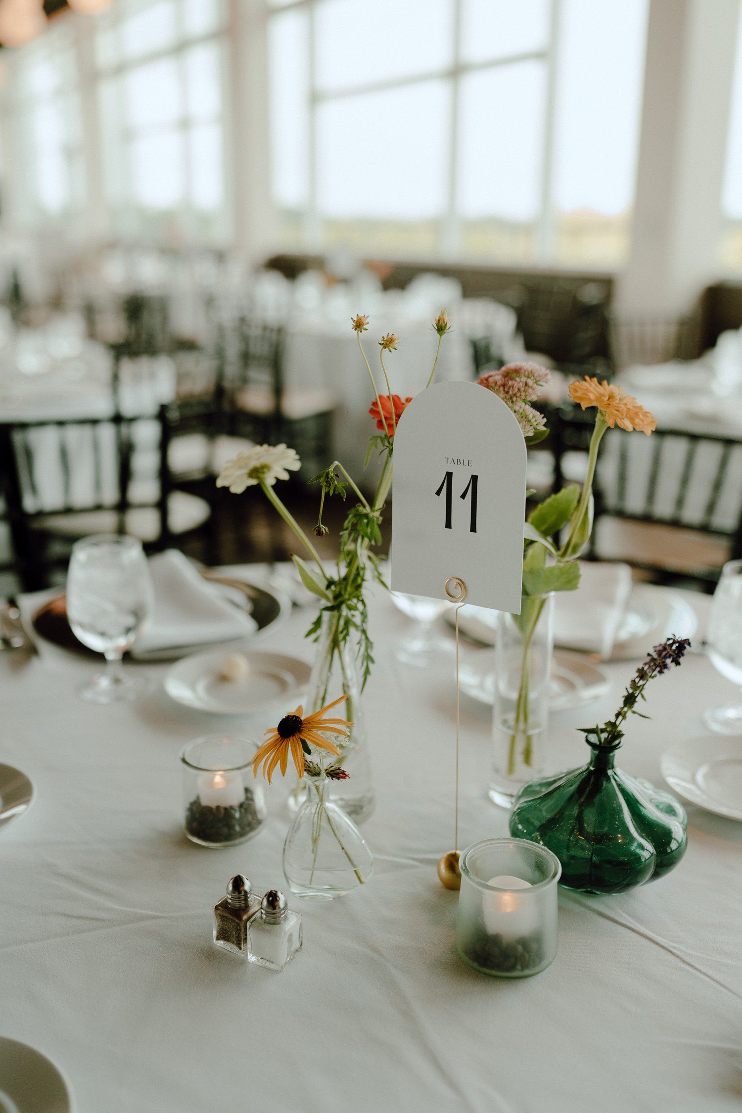 Simple Wildflower Wedding Table Flowers