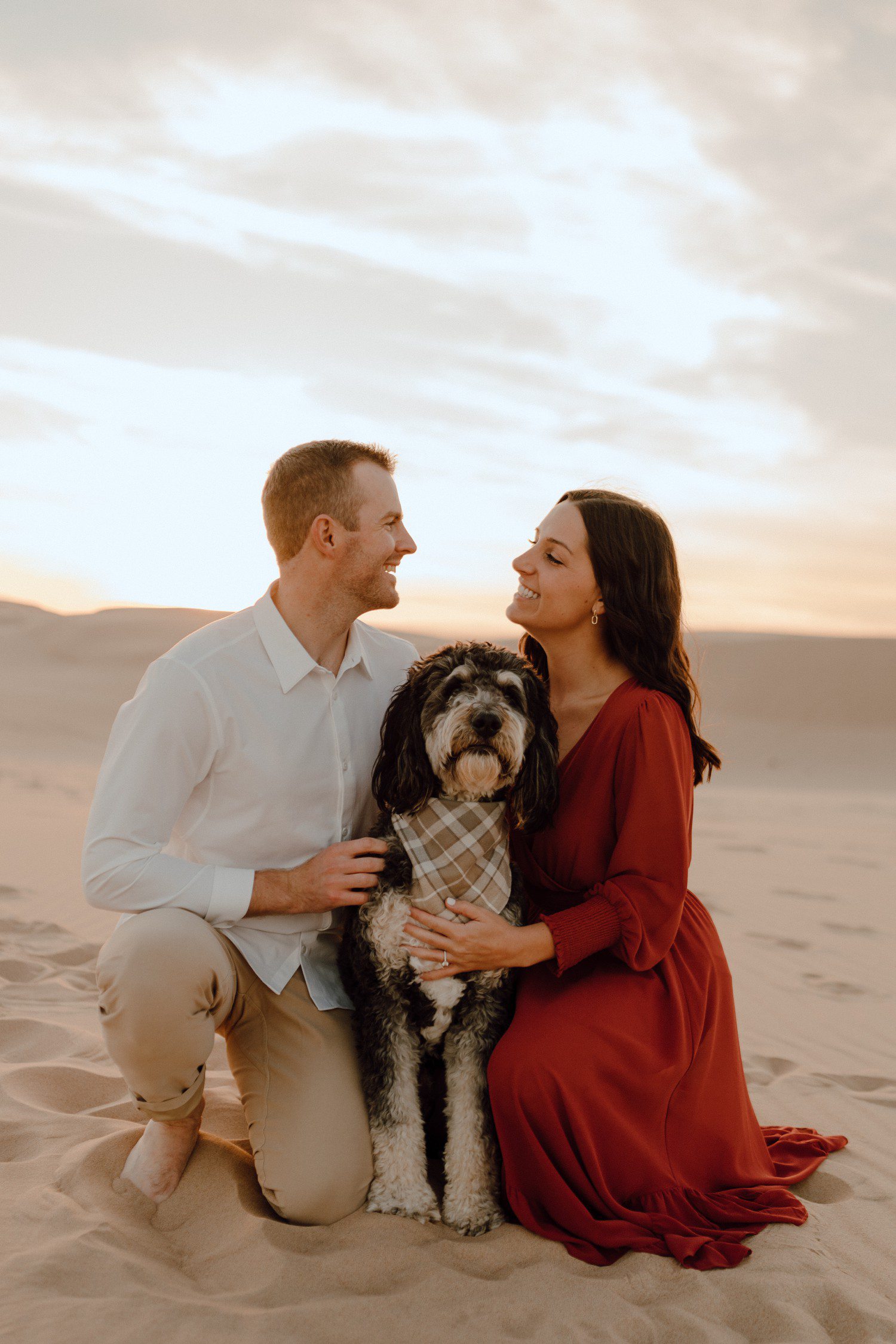 Engagement Photos with Bernedoodle Puppy 
