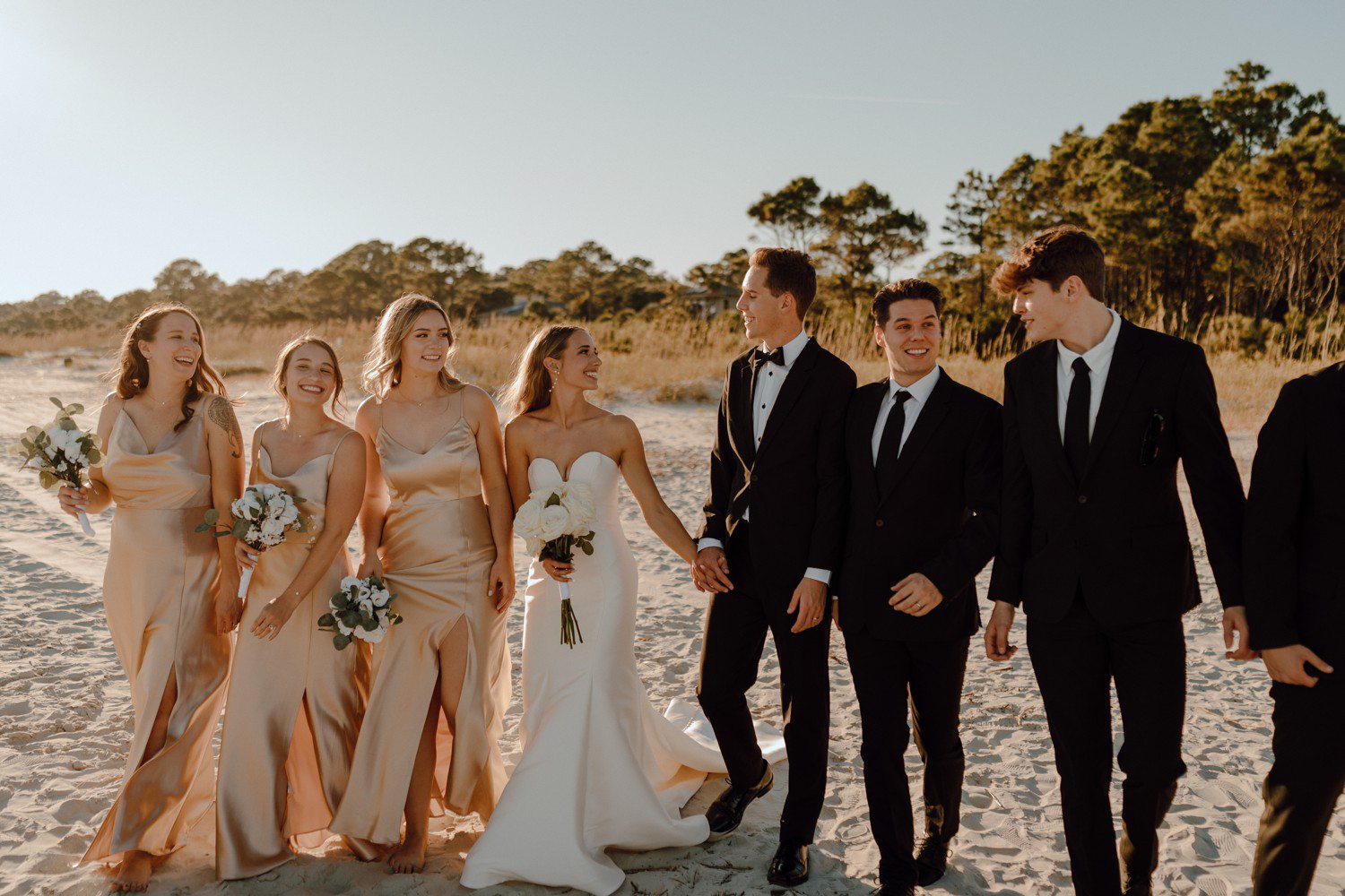 Wedding Party photos on the beach in South Carolina 