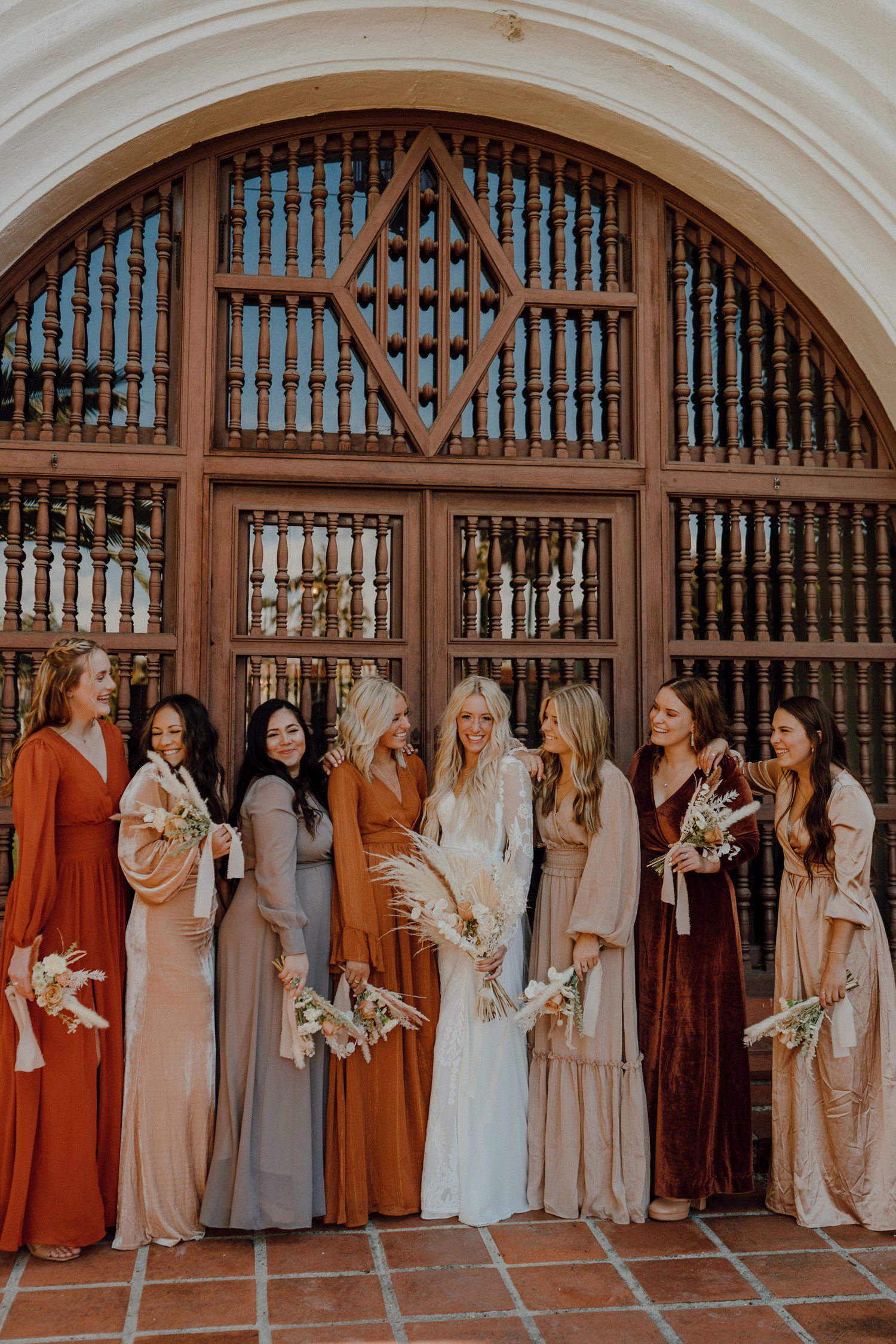Boho bridesmaid photos at Santa Barbara Courthouse 