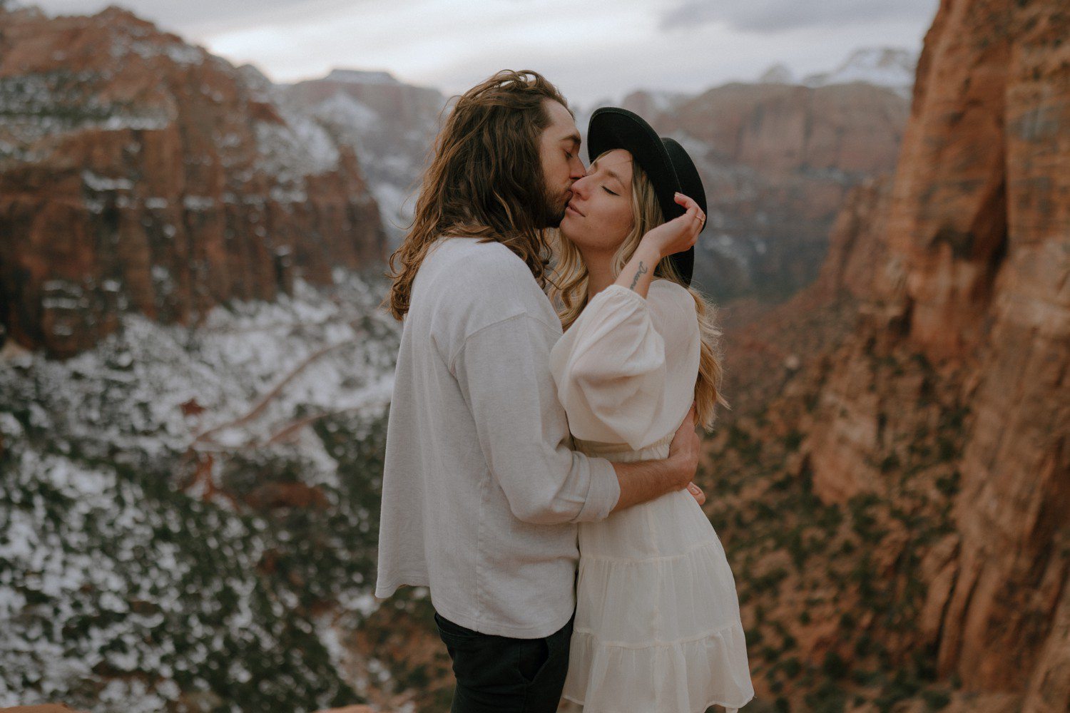 Zion Canyon Overlook engagement photos