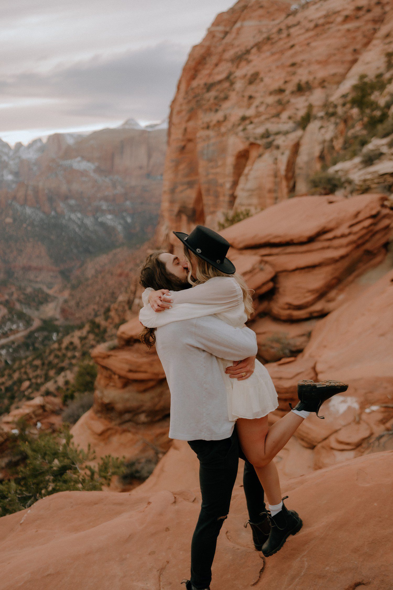 Zion National Park Couples Session at Canyon Overlook 