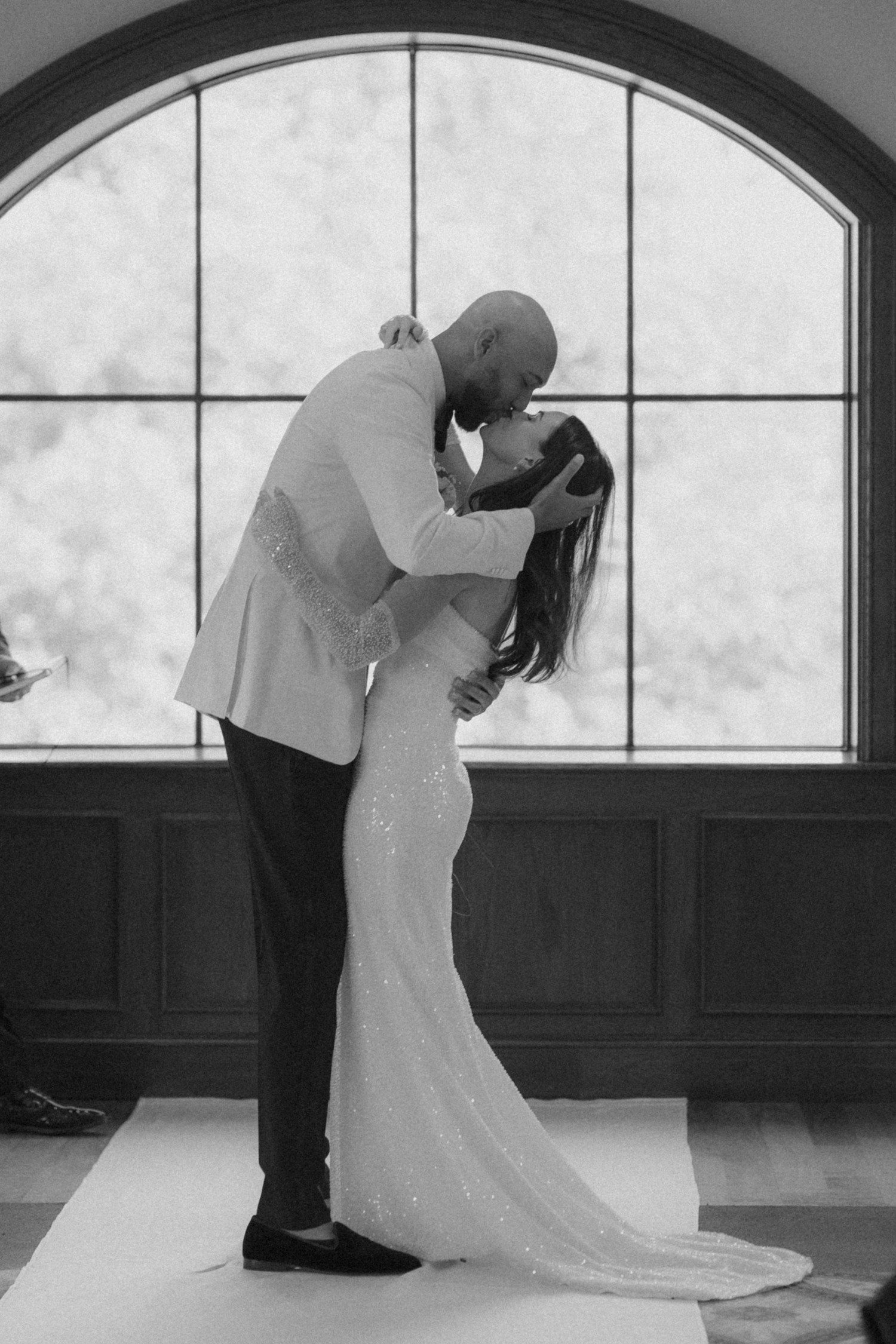 Wedding kiss at Saratoga National Golf Club. 