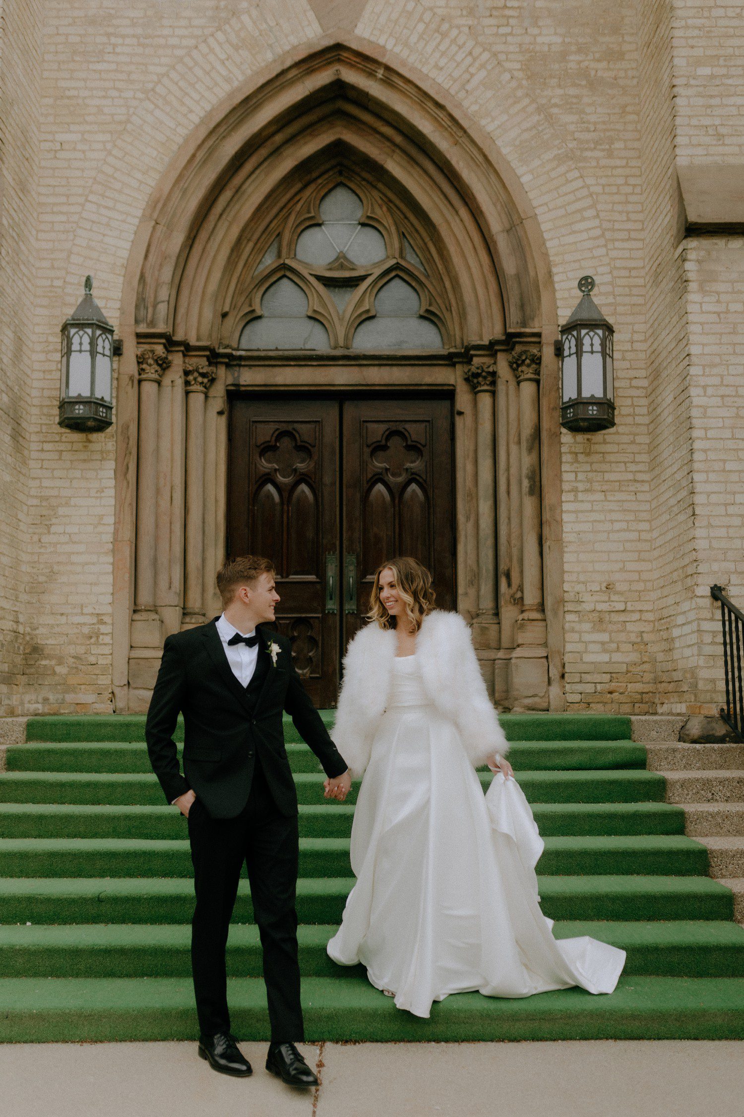 Wedding photos at Grand Rapids Catholic Church. 