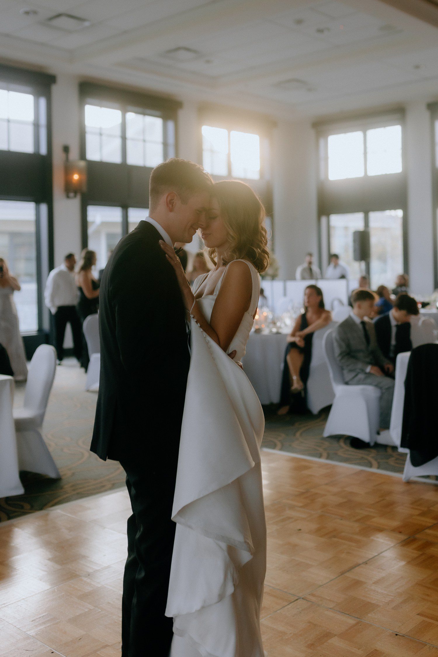 Bride and groom first dance at Watermark Country Club. 