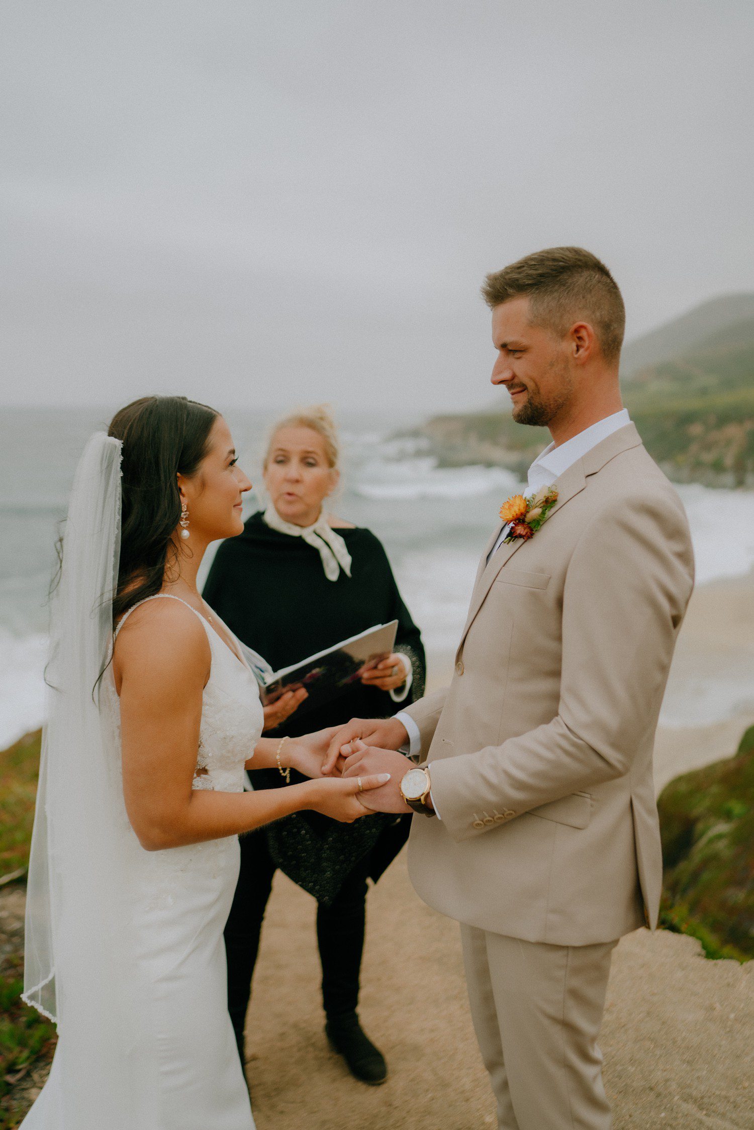 Beach elopement ceremony Big Sur California. 