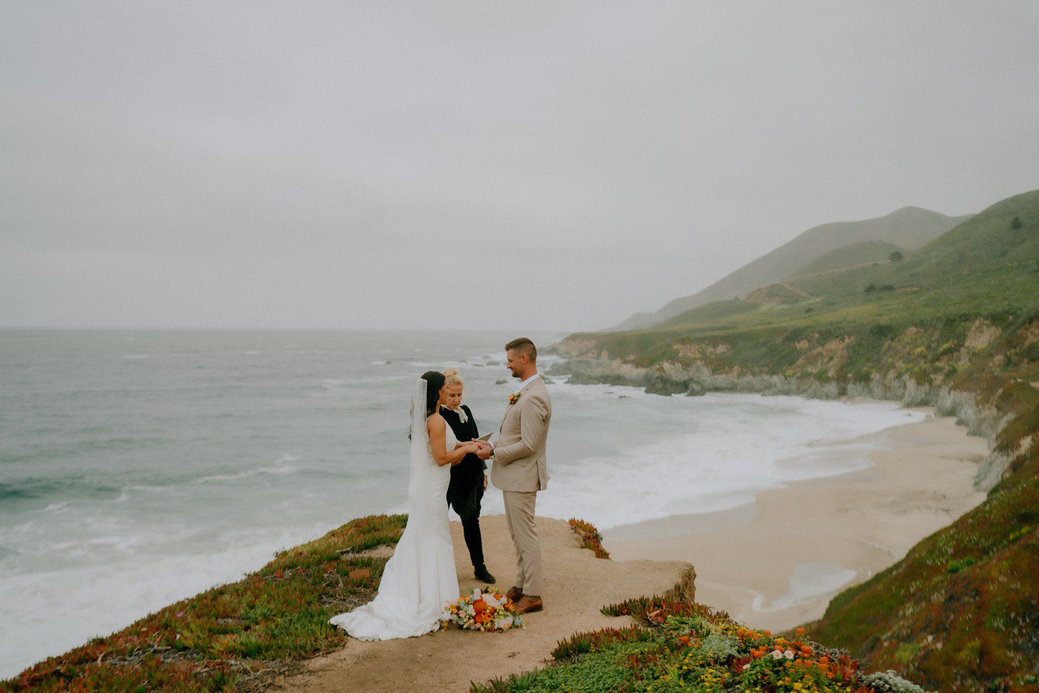 Big Sur elopement ceremony the beach. 