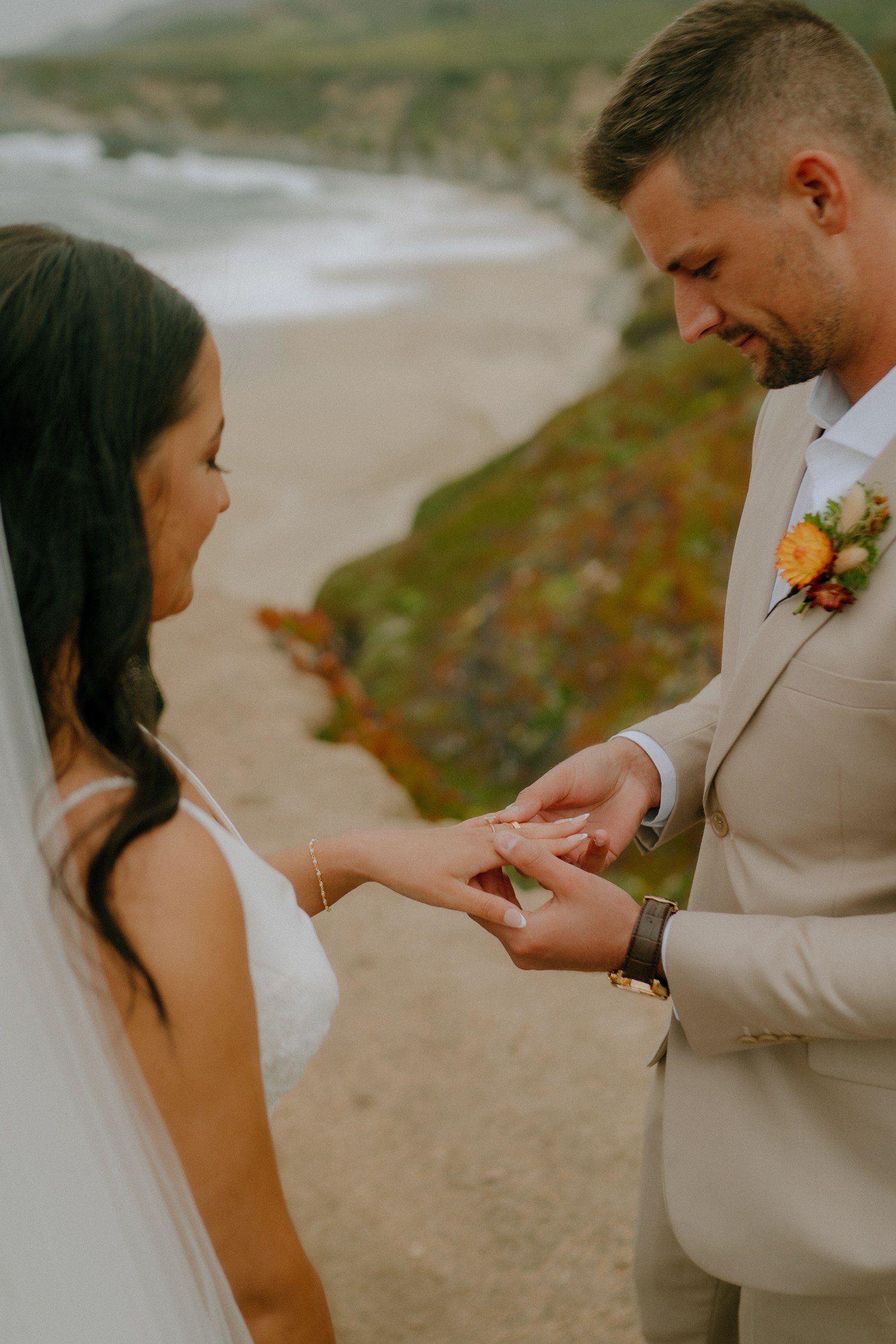 Exchanging wedding rings. 
