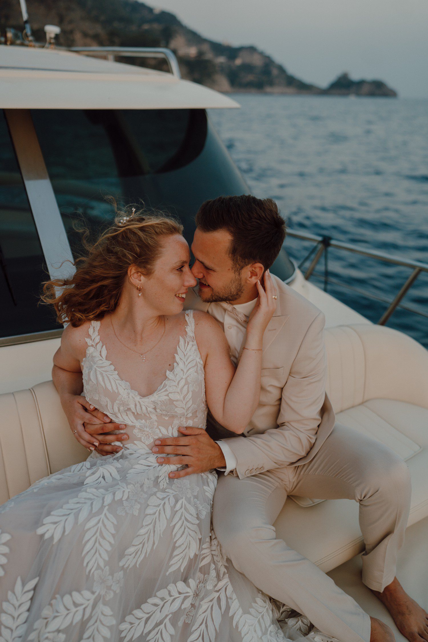 Elopement in Positano Italy on a boat. 