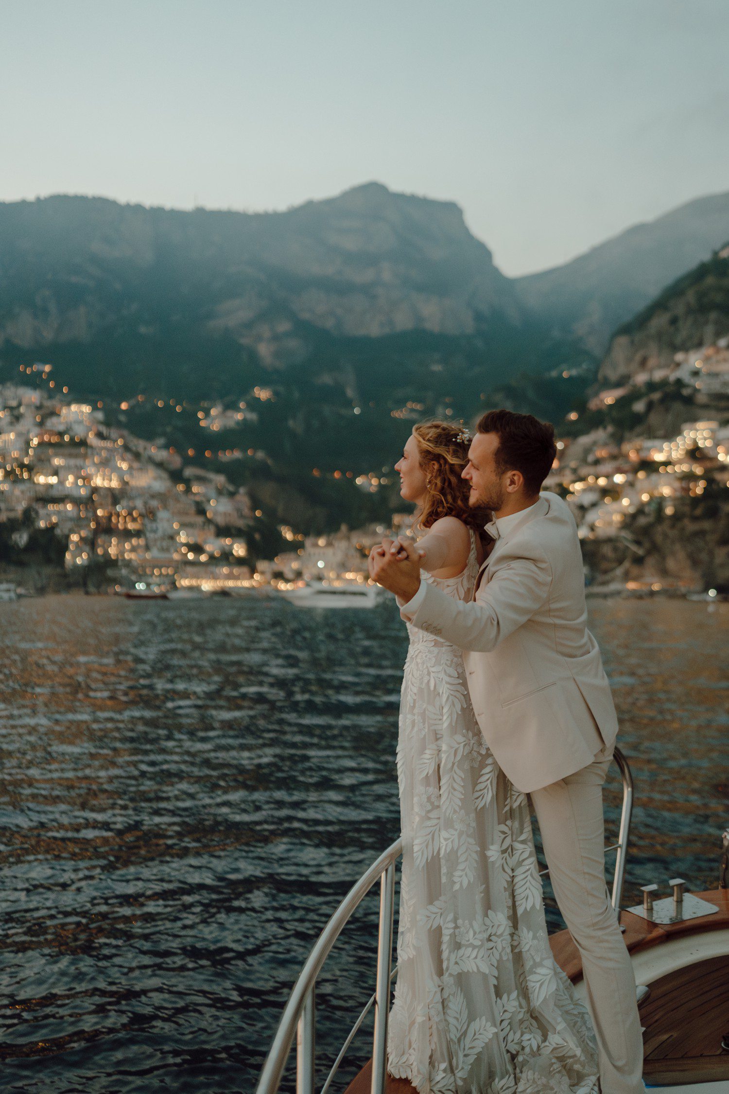 Elopement in Positano Italy on a boat.