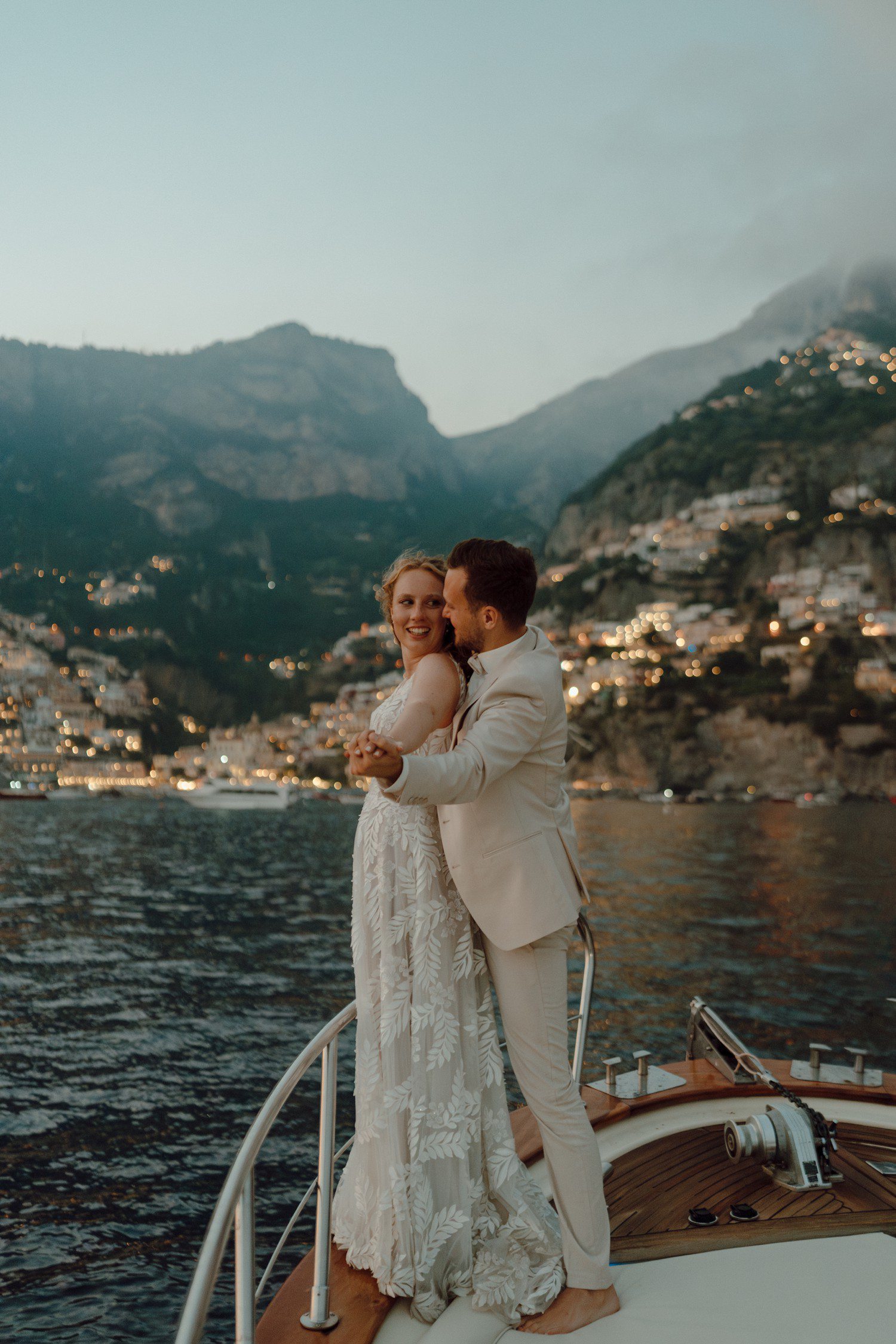 Boat elopement in Positano Italy. 