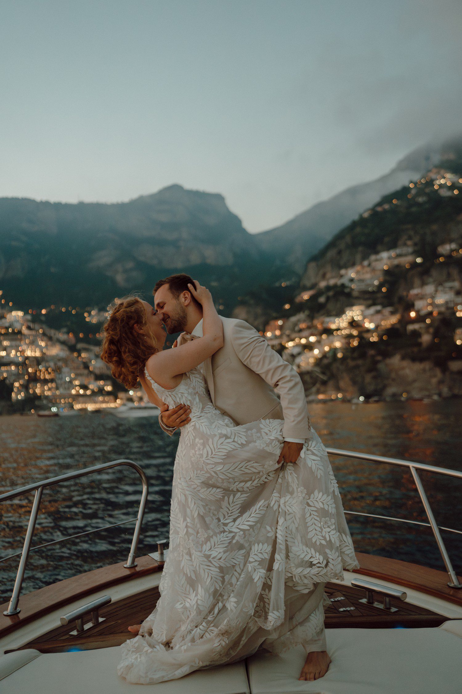 Amalfi Coast elopement in Positano Italy on a boat.