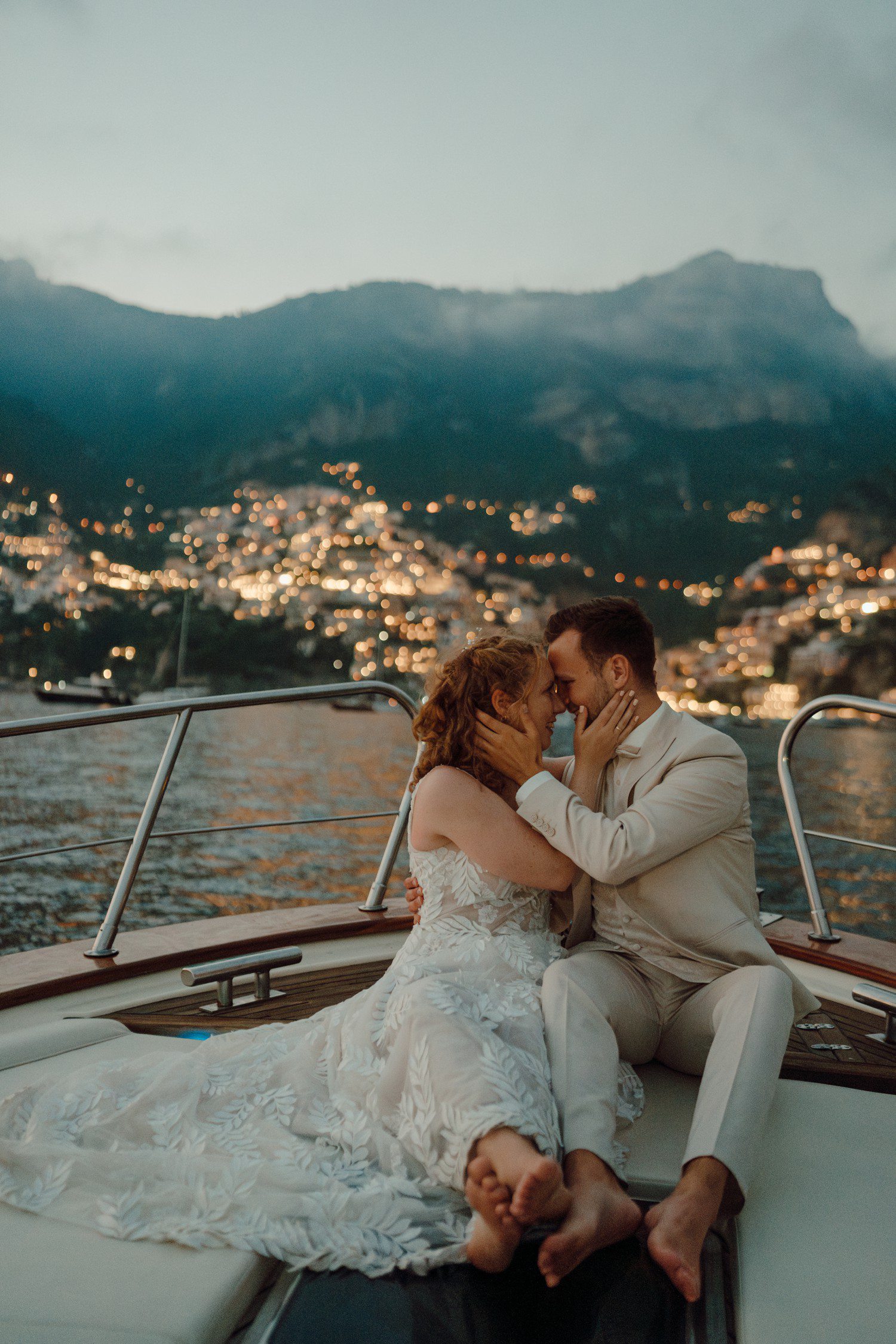 Wedding in Positano Italy on a boat. 