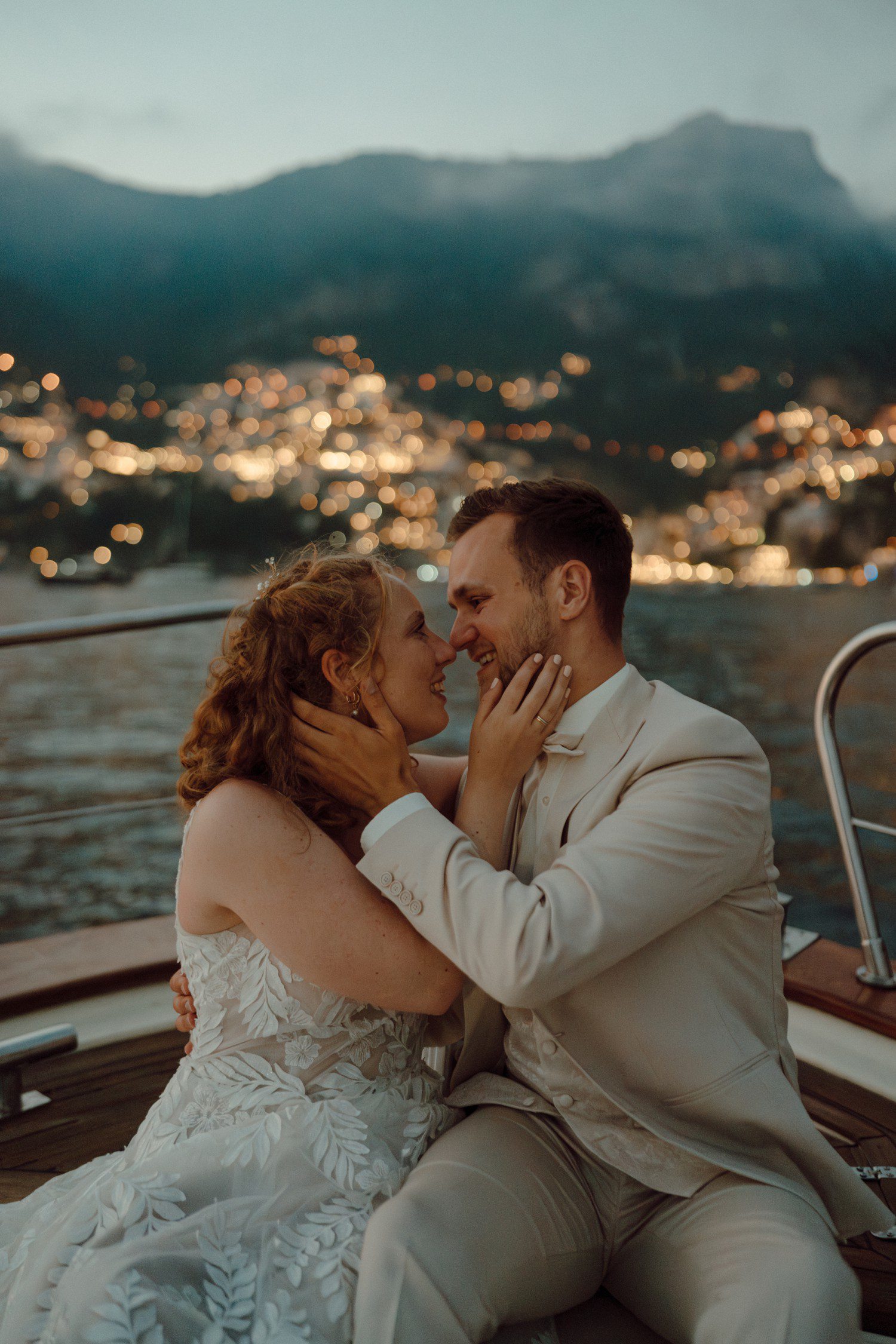 Wedding on a boat in Positano Italy. 