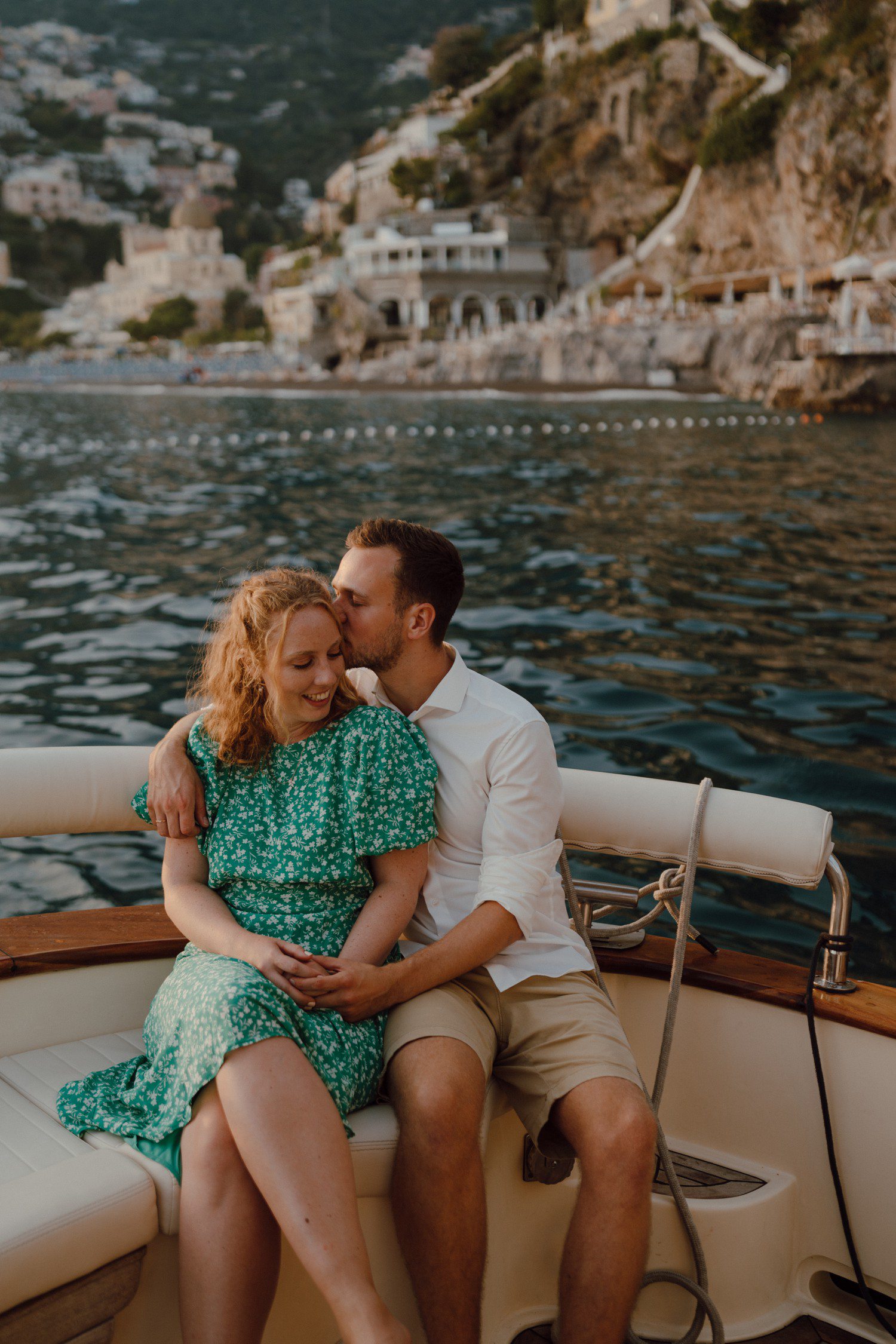 Boat Engagement photos in Positano Italy on Amalfi Coast. 