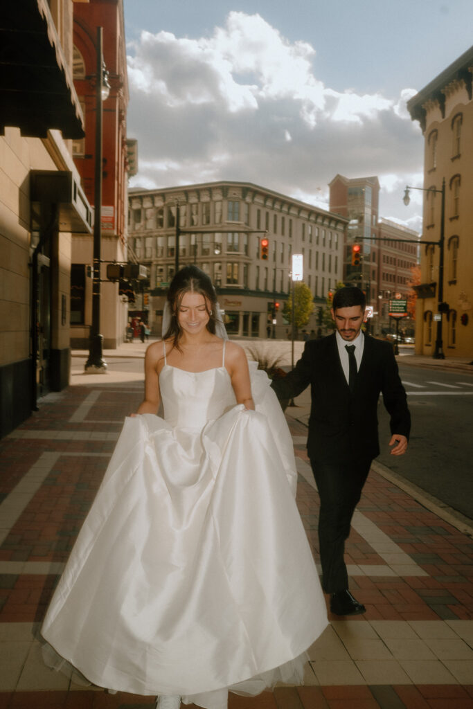 film portrait of the bride and groom