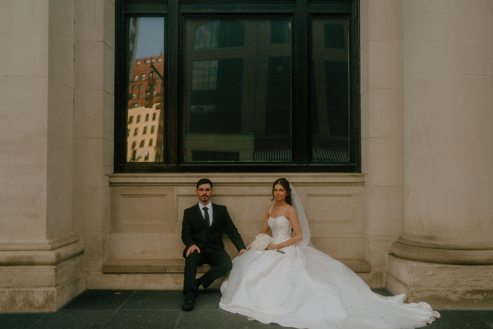 stunning couple at their Fun Downtown Elopement