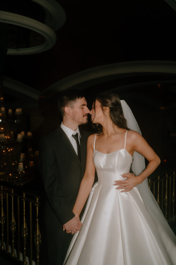 bride and groom at their beautiful downtown elopement