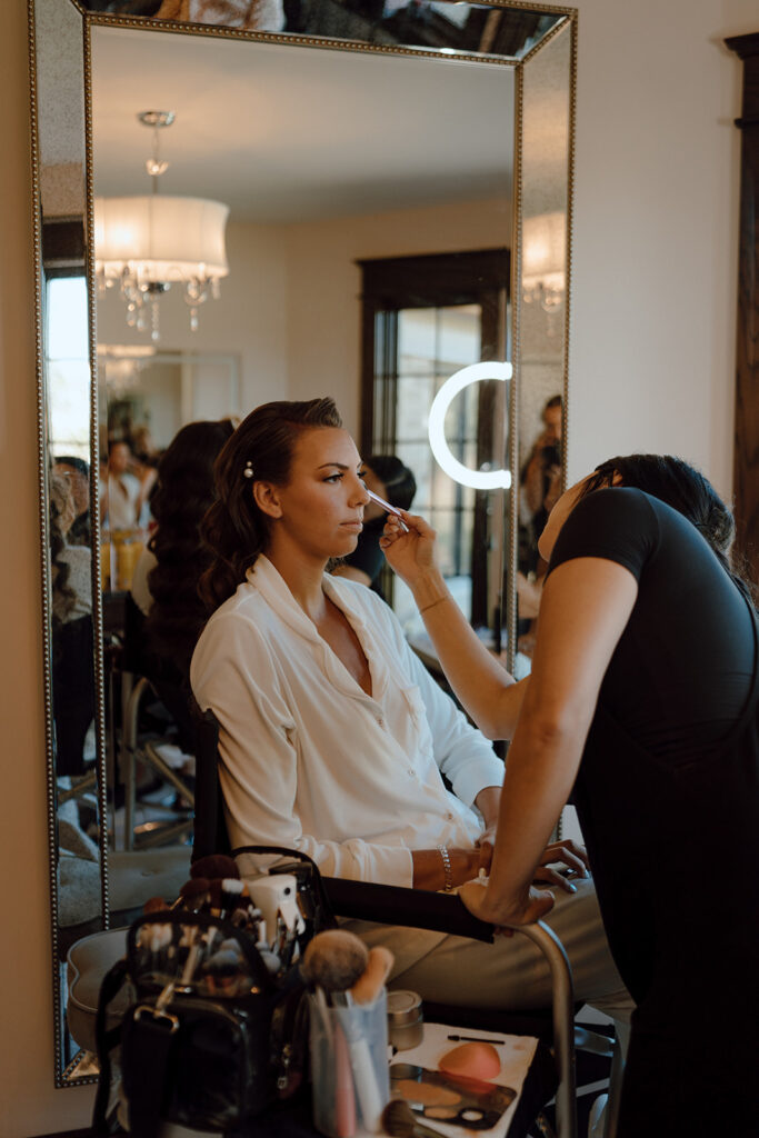 bride getting ready for her wedding ceremony