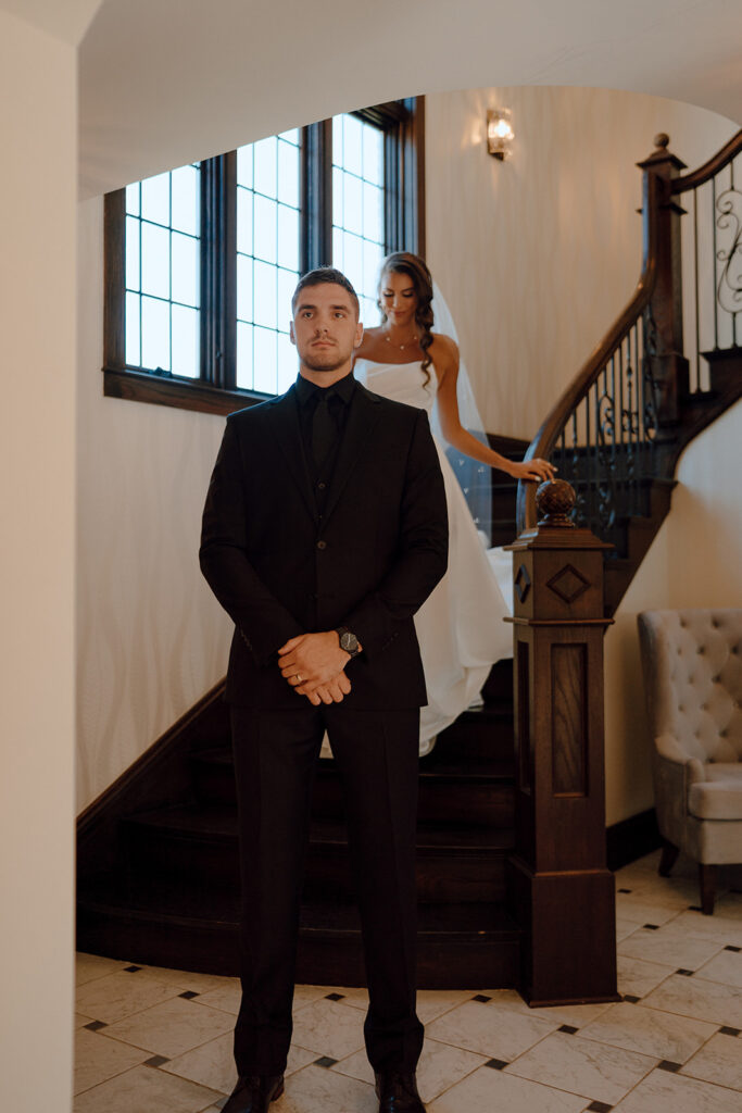 bride and groom at their Ethereal Intimate Wedding