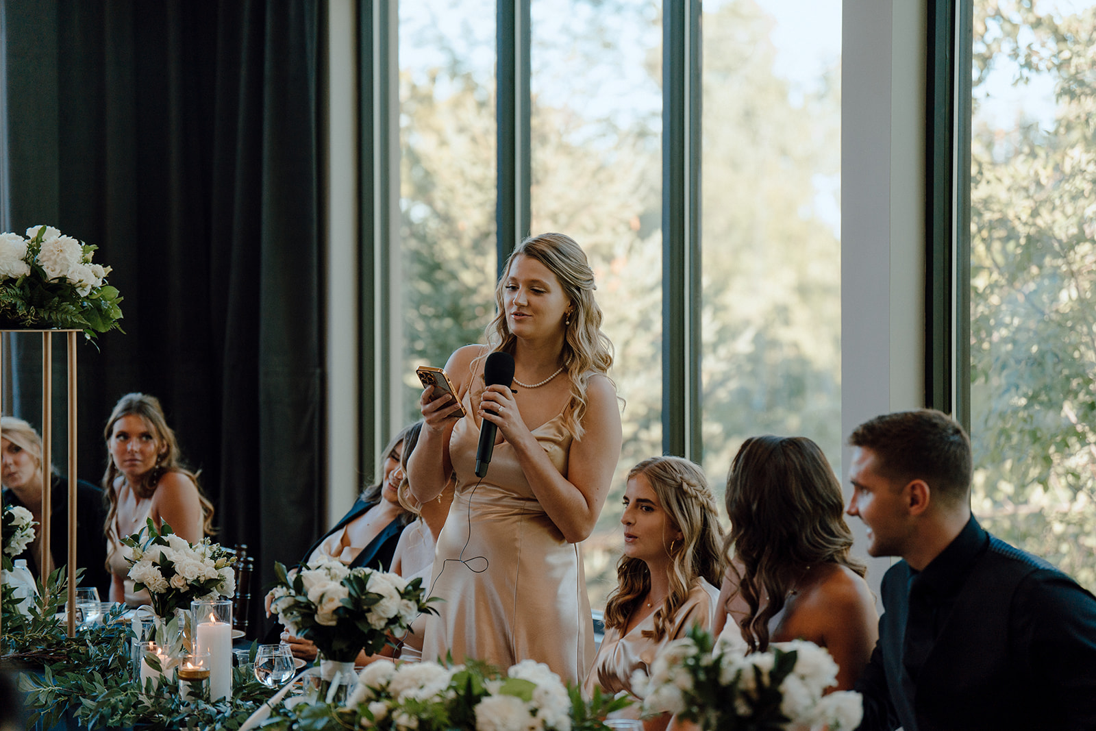 bride and groom at their wedding reception during their wedding reception