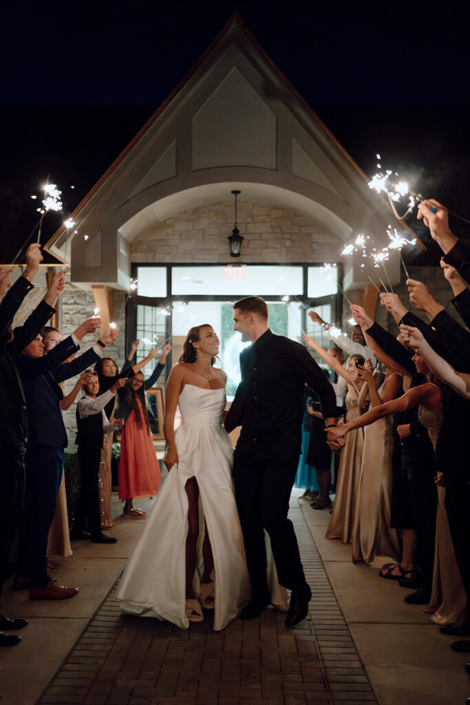 bride and groom after their wedding reception