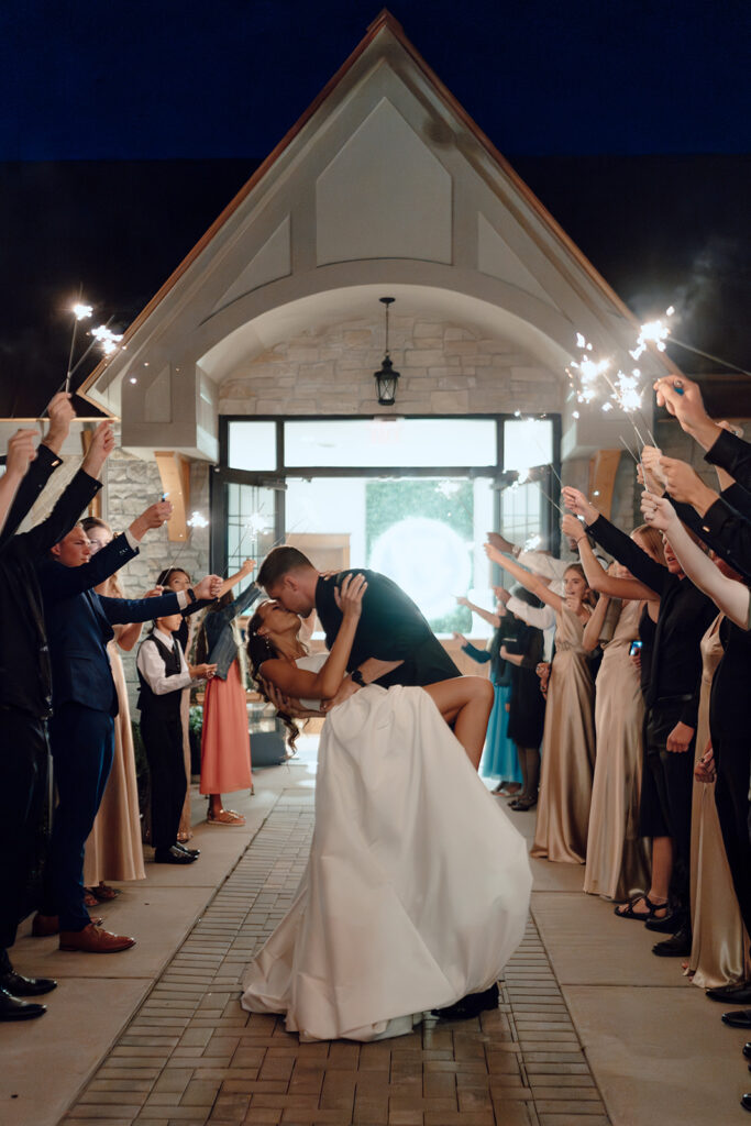 bride and groom kissing