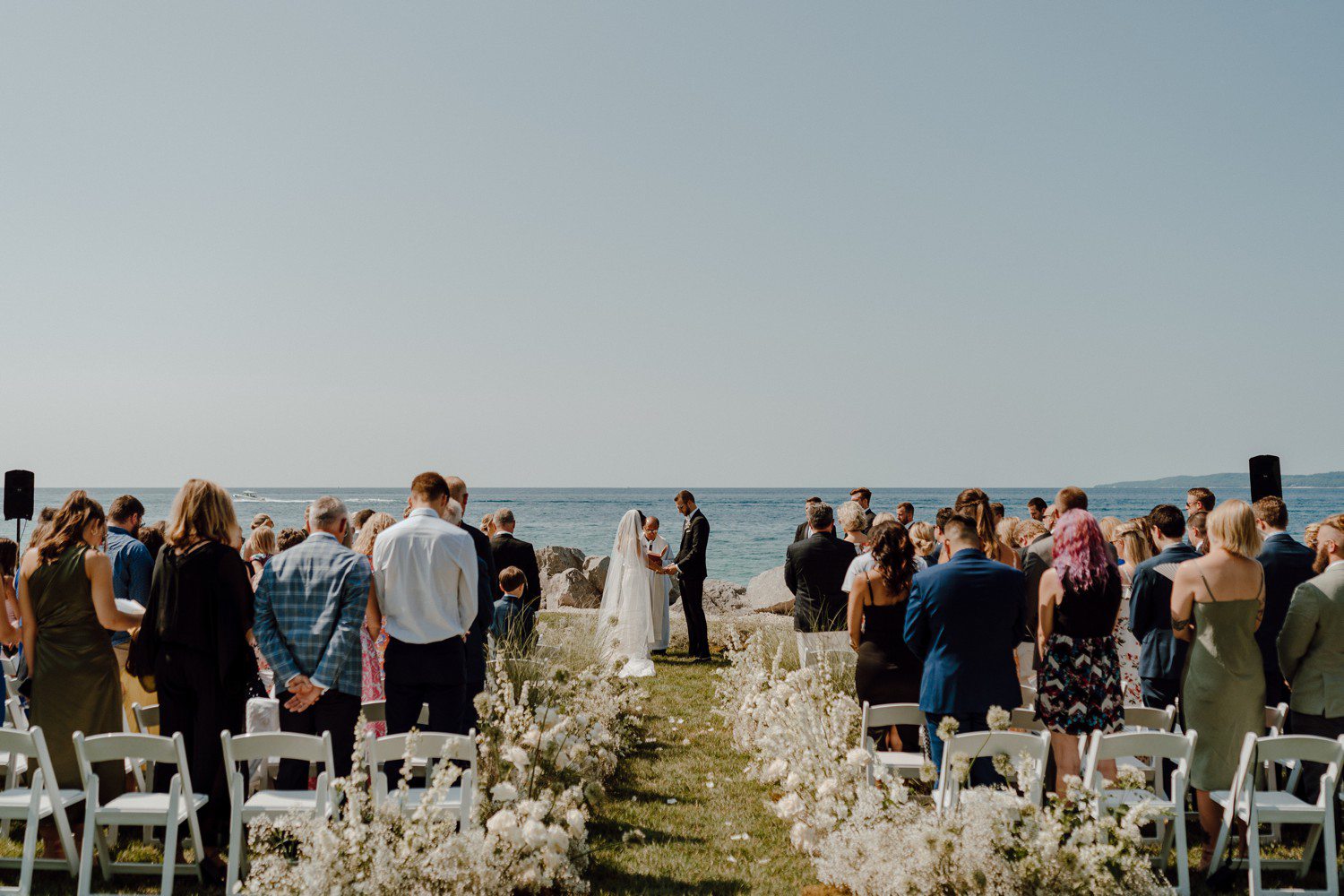 Outdoor wedding ceremony at the Inn at Bay Harbor in Northern Michigan. 