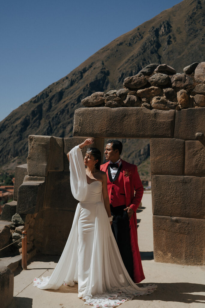 groom looking at the bride