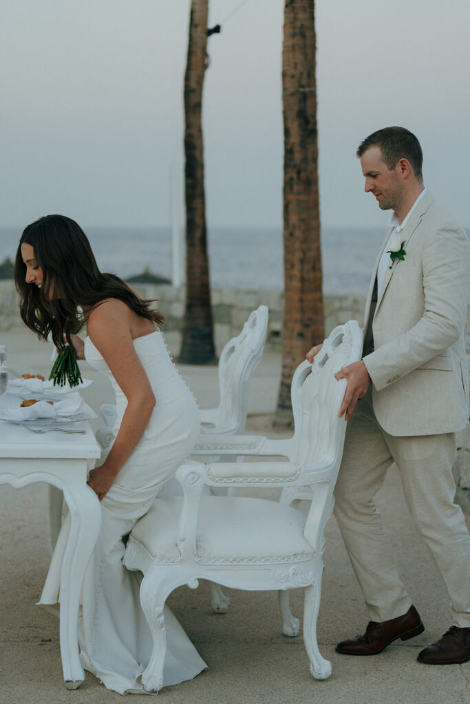 bride and groom at their timeless summer wedding