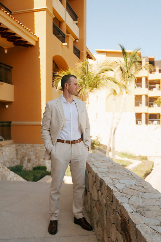 portrait of the groom before his amazing wedding ceremony