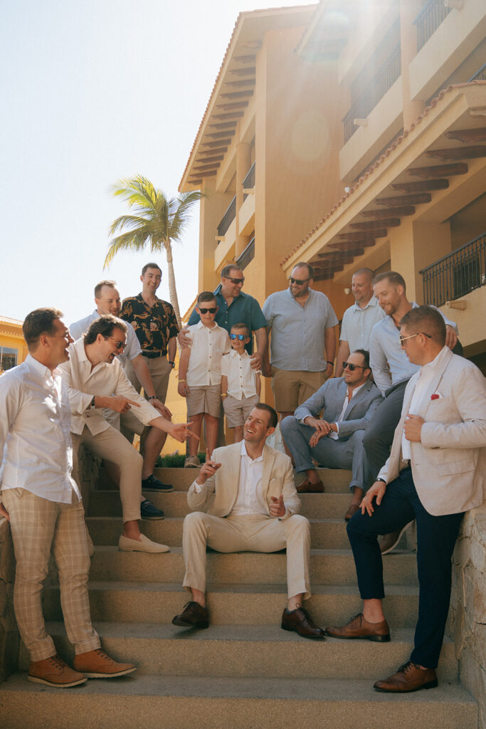 groom and his friends before the wedding ceremony