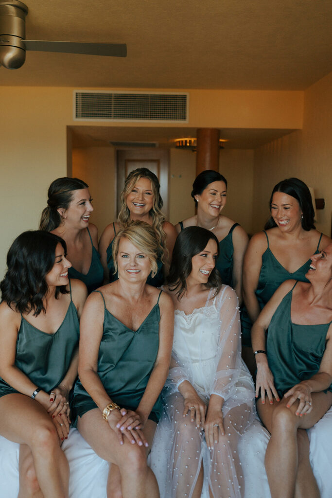 bride and her friends before the wedding ceremony