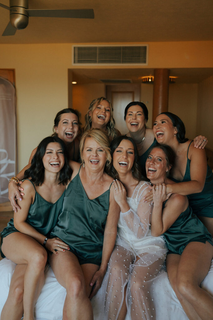 portrait of the bride and her bridesmaids