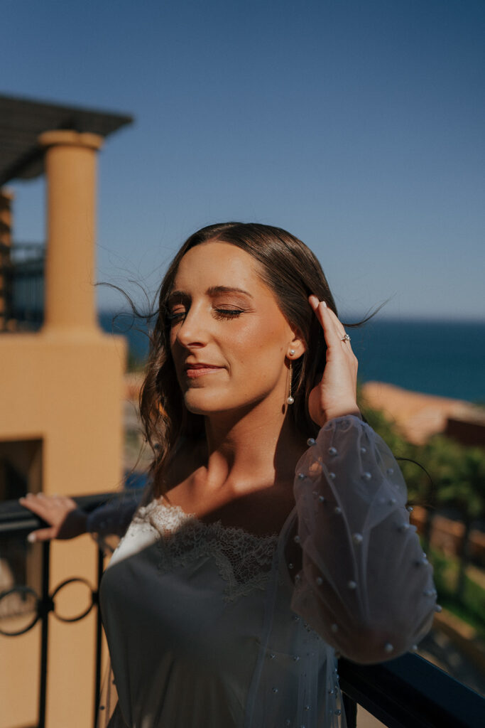 golden hour portrait of the bride