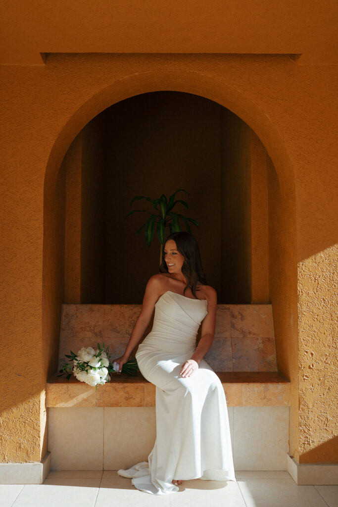 timeless portrait of the bride before her wedding ceremony