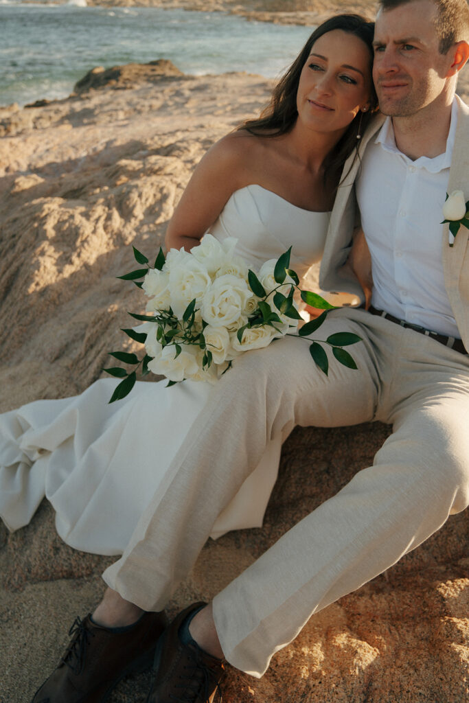 bride and groom a their timeless summer wedding