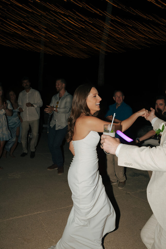 bride and groom dancing