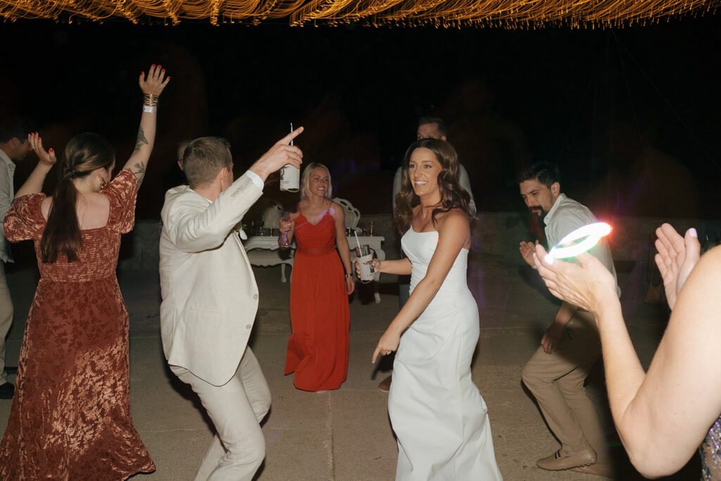 newly married couple dancing at their wedding reception