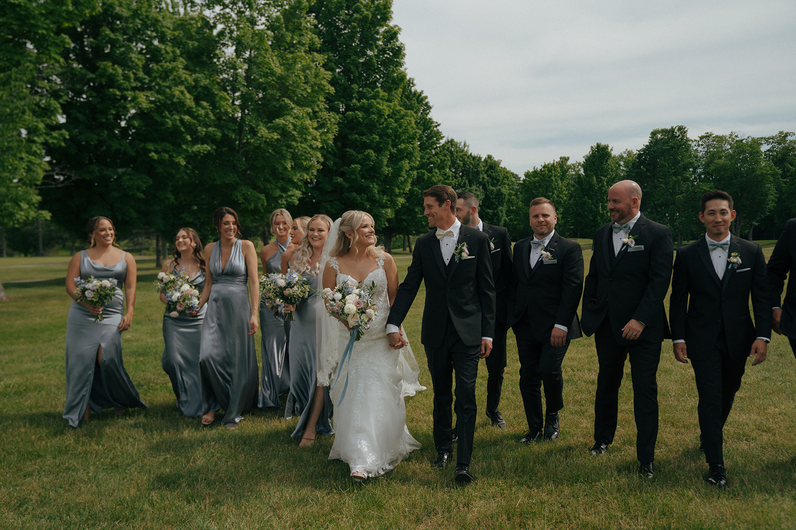 bride and groom heading to their wedding ceremony