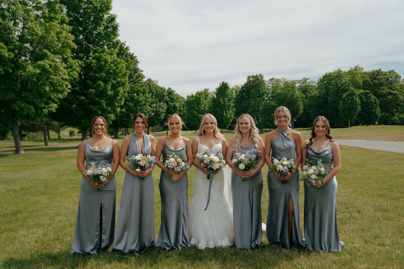 cute portrait of the bride and her bridesmaids