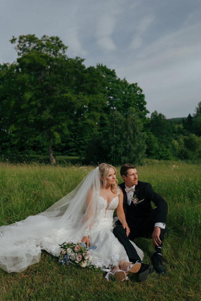 golden hour bride and groom portrait