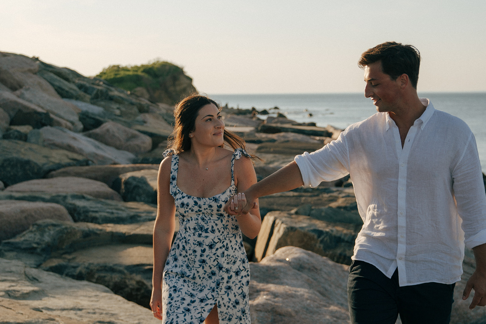 couple walking around the beach