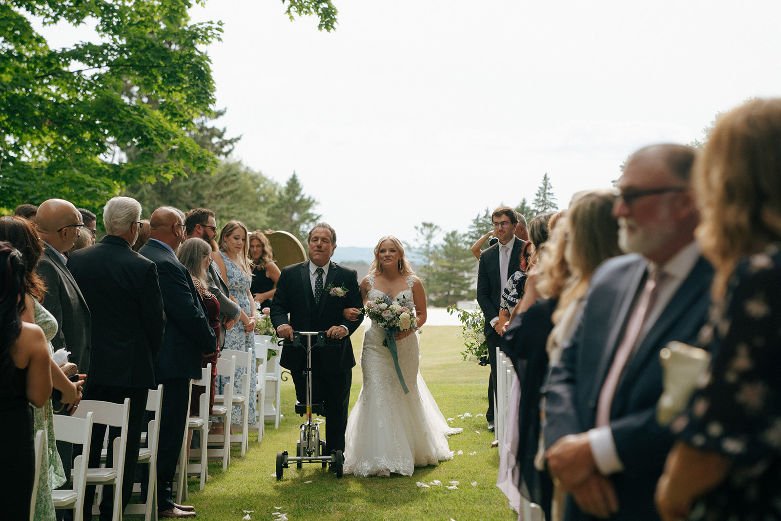 beautiful bride walking down the aisle