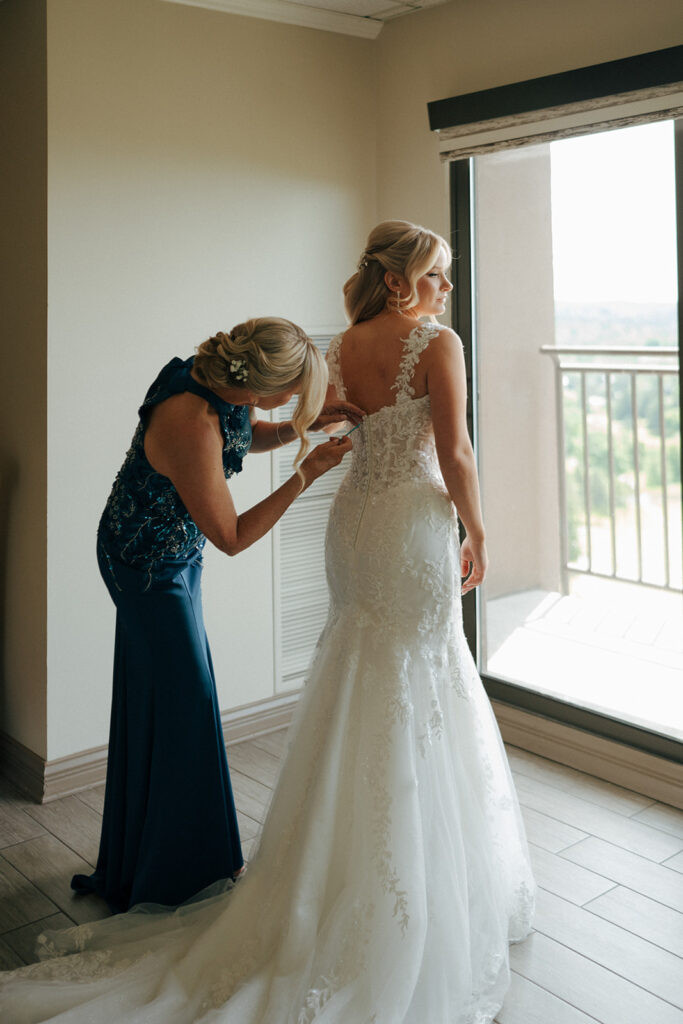 bride getting ready for her colorful wedding ceremony