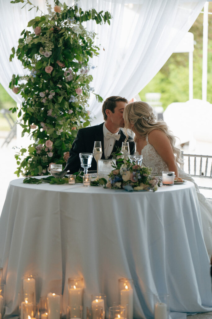 bride and groom kissing