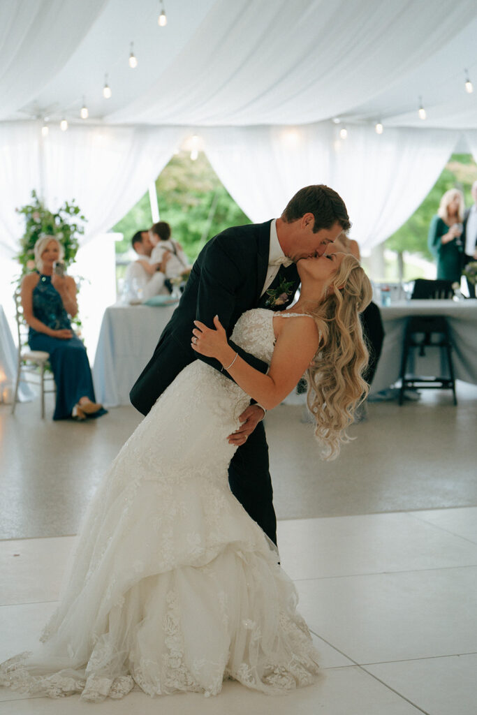 bride and groom dancing